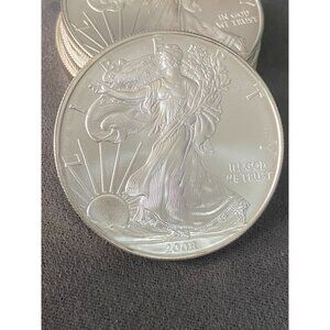 2008 (5 Coins) American Silver Eagle Coins 1 Oz  .999 Silver Walking Liberty